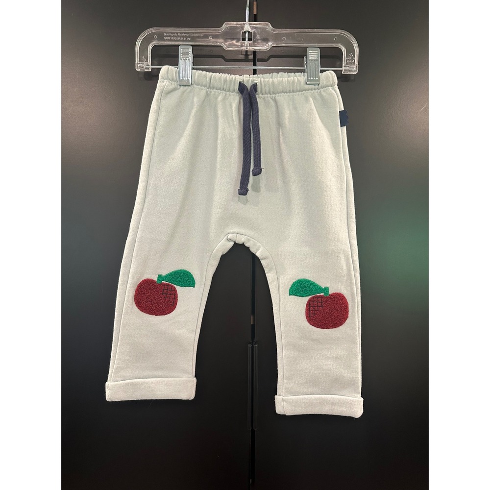 Mon Coeur Recycled Cotton Apple Patch Baby Pant Sky Blue 12/18M F24-B4105-130
